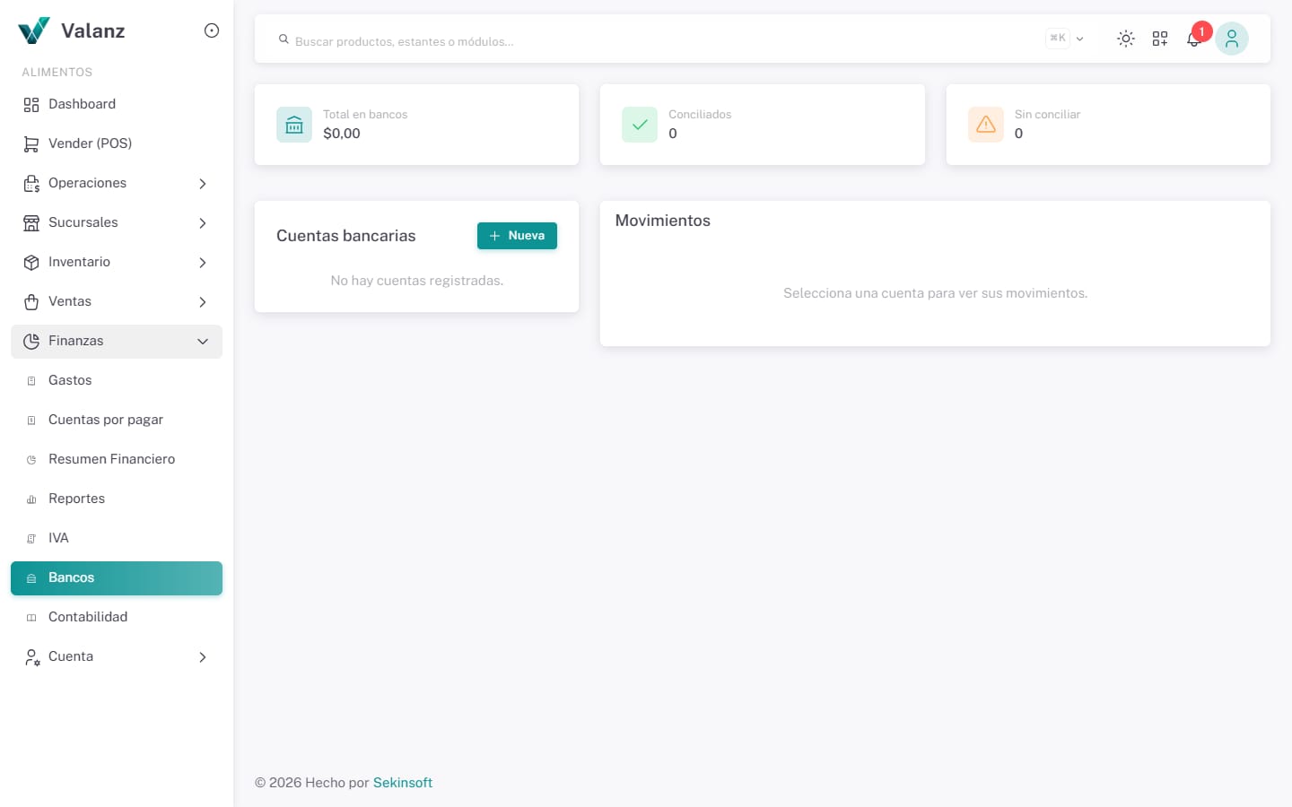 Conciliación Bancaria — La pantalla