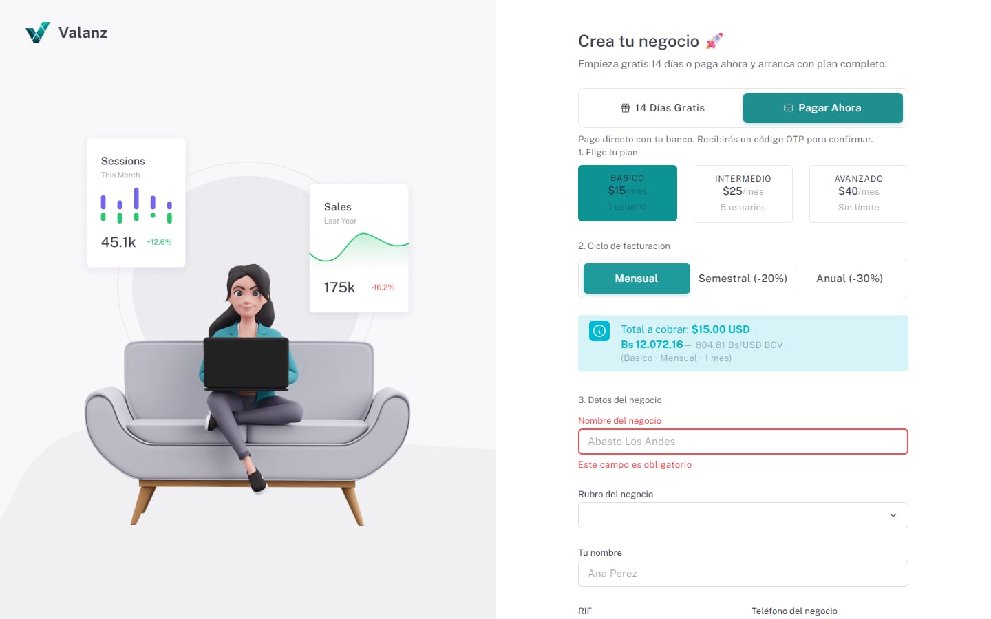 Registrarse — Pago
