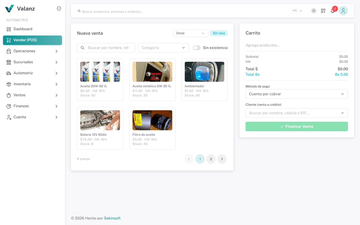 Vender (POS) — La pantalla · Automotriz