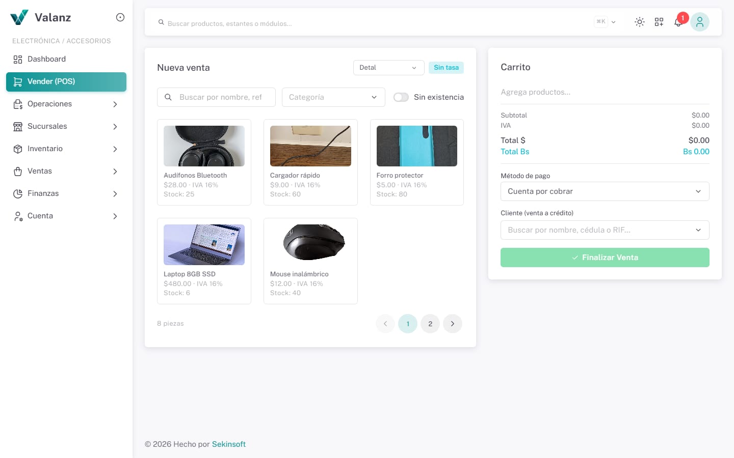 Vender (POS) — La pantalla · Electrónica