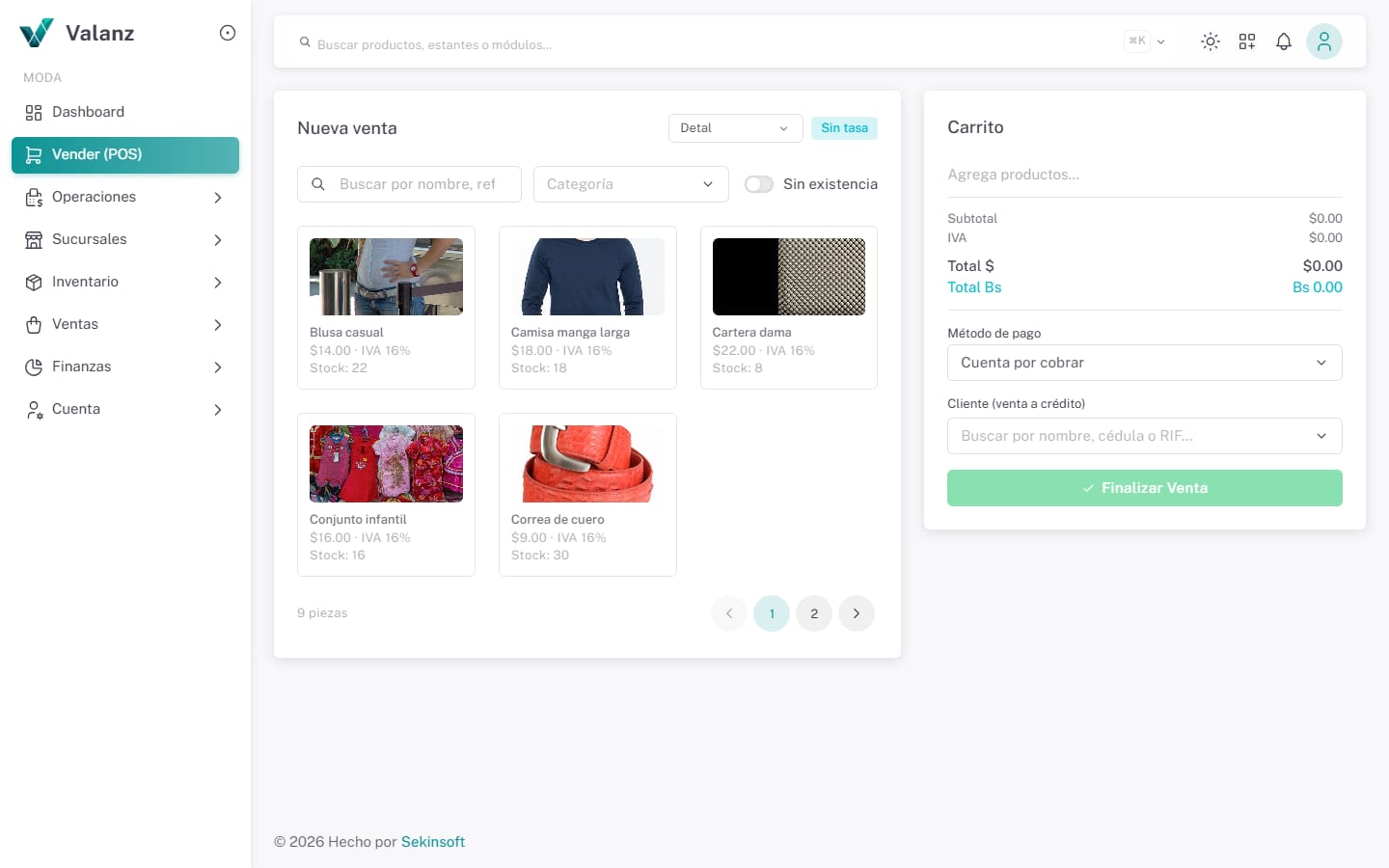 Vender (POS) — La pantalla · Moda